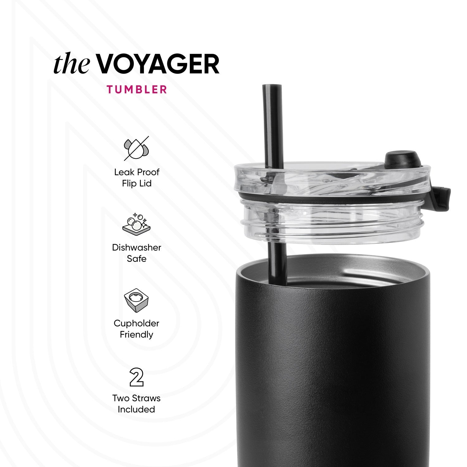Collegiate Voyager Tumbler with Clear Flip Lid & Straw